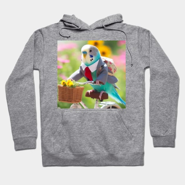 Budgie Bicycle Hoodie by T-Shirts Univers 